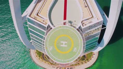 Aerial View of Helipad of Luxurious Burj Al Arab Hotel in the Bay of ...