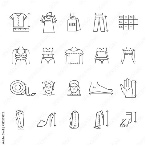 Dimensions and size charts of clothes and shoes Stock Vector | Adobe Stock