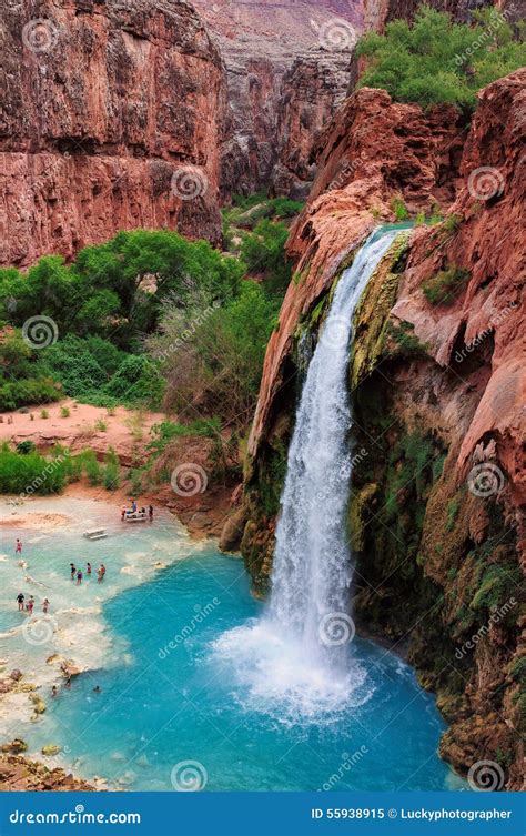 The Havasu Falls In The Havasupai Indian Reservation Grand Canyon