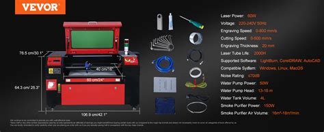 VEVOR Graveur Laser CO2 60 W Machine de Gravure Découpe Table de