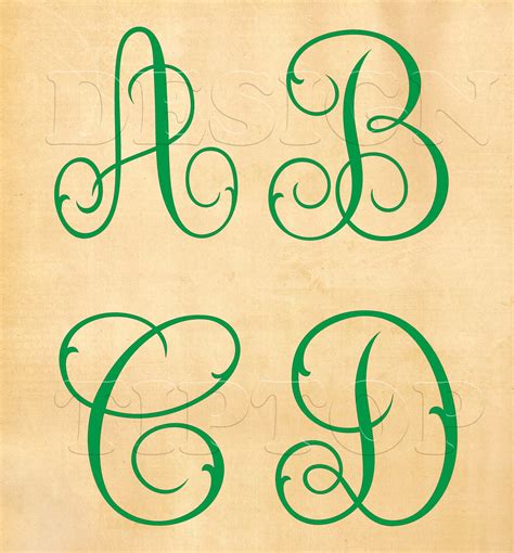 Vine Curl Alphabet SVG Monogram Svg Monogram Embroidery Etsy