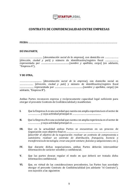 Contrato De Confidencialidad Ejemplo