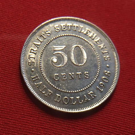 1908 Straits Settlements 50 Cents Edward VII Hobbies Toys