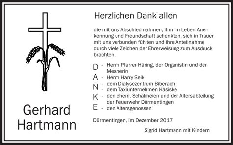 Traueranzeigen Von Gerhard Hartmann Schwaebische De Trauerportal