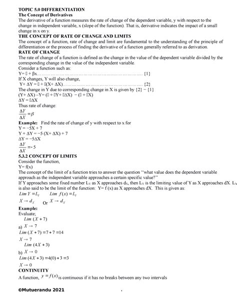 Econ Topic Handout Topic Differentiation The Concept Of