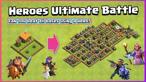 Every Level Heroes Vs Every Level Town Hall Base Clash Of Clans Youtube