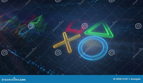 Joystick Gaming And Console Video Play Symbol Cyber Loop Concept Stock