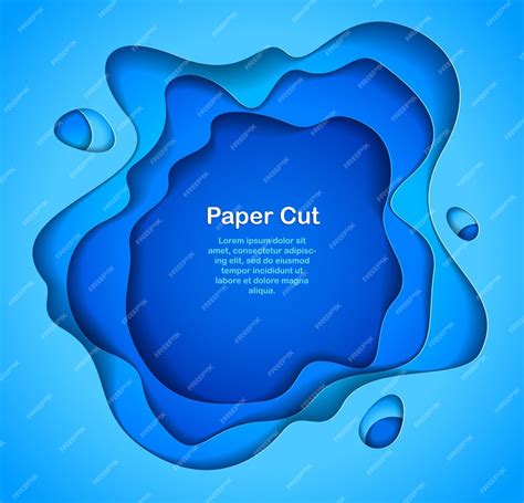 Premium Vector 3d Abstract Blue Background With Paper Cut Shapes