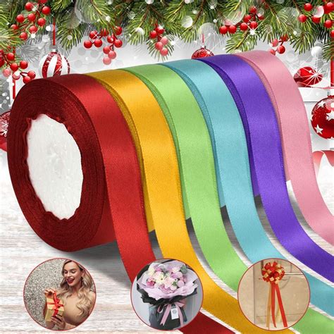 DECARETA 6 Farben Satinband Geschenkband 20mm Breit 22cm Lang