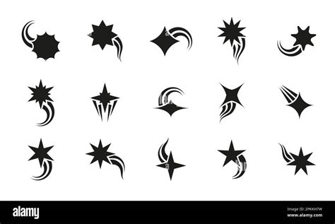 Shooting Stars Icons Meteor Silhouette And Comet Symbol For Tattoo