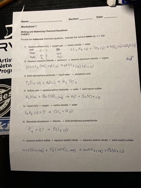 Solved Date Section Name Worksheet Writing And Chegg