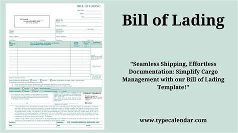 Free Printable Bill Of Lading Templates [excel Word Pdf]