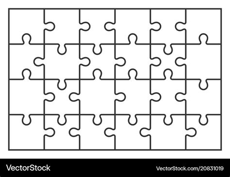 Puzzle jigsaw set 24 pieces in Royalty Free Vector Image