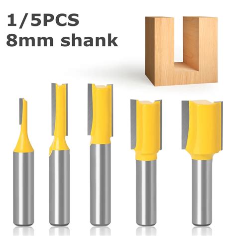 1 5pcs 8mm Shank Straight Woodworking Router Bit Set Woodworking Tools