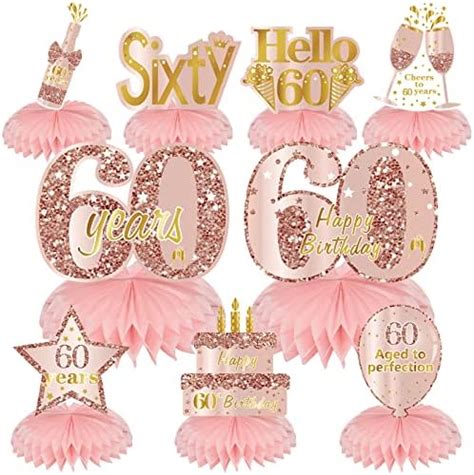 Gexolenu Cheers To 60 10 Pack Double Sided Gold Glitter