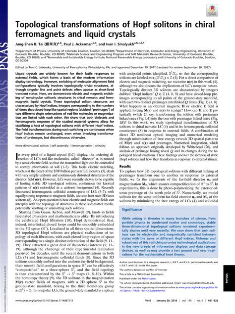 Pdf Topological Transformations Of Hopf Solitons In Chiral Ferromagnets And Liquid Crystals