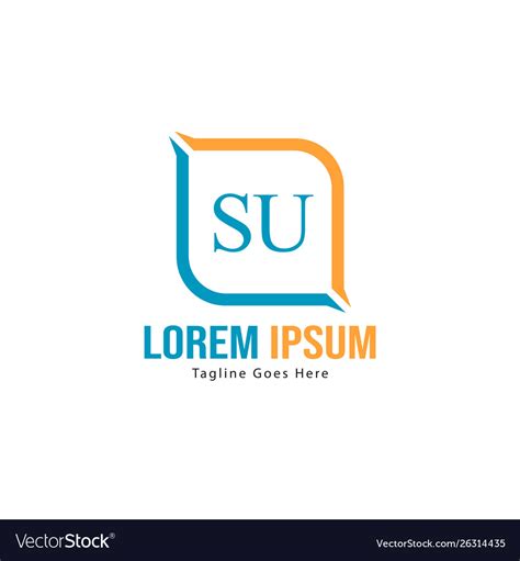 Initial su logo template with modern frame Vector Image