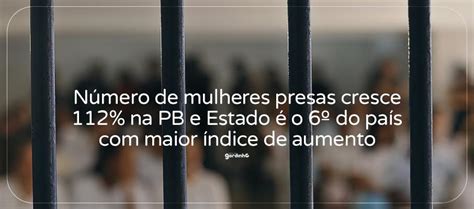 Número de mulheres presas cresce 112 na PB e Estado é o 6º do país