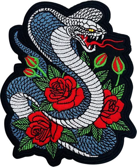 Amazon Obokata Iron On Patches Snake And Roses Patch Cobra Punk