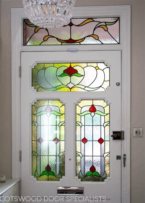 Ornate Edwardian Front Door With Stained Glass Cotswood Doors London