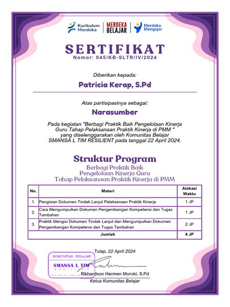 Contoh Format Sertifikat Narasumber Pdf