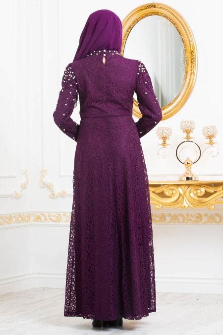 Neva Style Purple Hijab Evening Dress Mor Tesetturisland