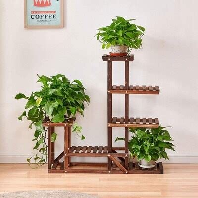 Arlmont Co Wood Plant Stand Flower Pots Holder Shelf Indoor Outdoor