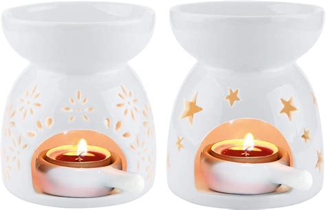 Comsaf Essential Oil Burners Set Of 2 Ceramic Wax Melt Burners White