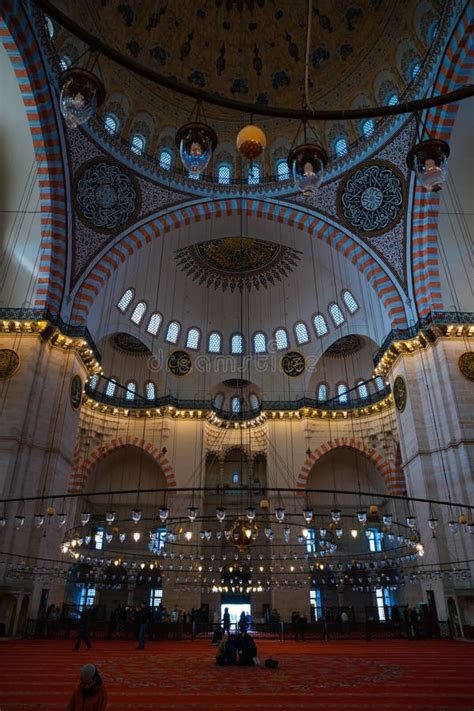 Suleymaniye Mosque. Interior of Suleymaniye Mosque in Vertical View ...