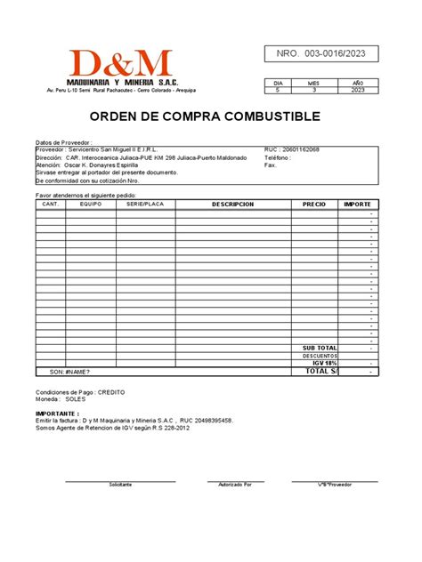 Orden De Compra Pdf