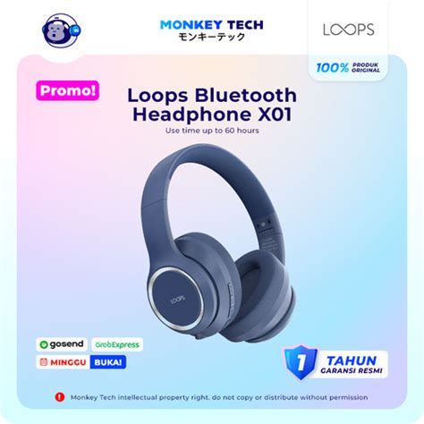 Jual Loops Bluetooth Headphone X01 Grey Jakarta Barat Monkey Tech