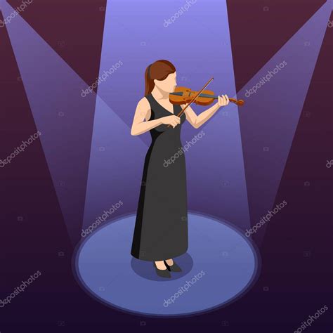 Violinista Isométrico Mujer Tocando El Violín Instrumento Musical De Cuerda Clásica Violín