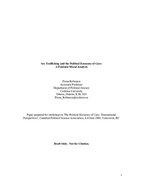 Pdf Sex Trafficking And The Political Economy Of Care A Feminist