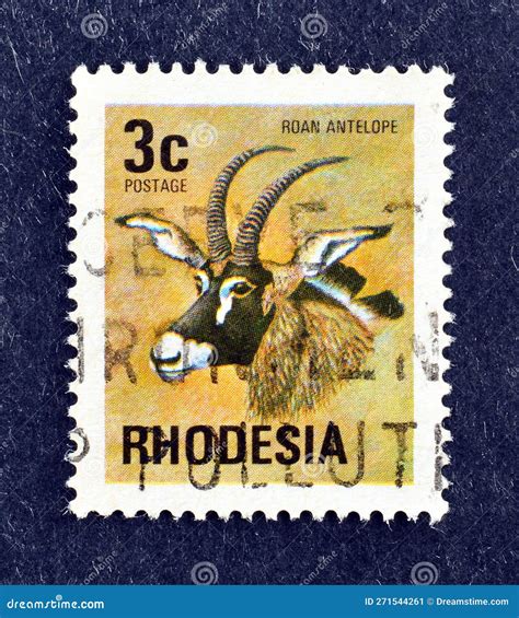 Cancelled Postage Stamp Printed By Rhodesia That Shows Roan Antelope