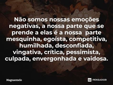 Não somos nossas emoções MagnaOMelo Pensador