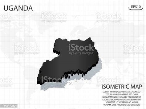 세계 지도 배경에 우간다의 3d 지도 검정 벡터 현대 아이소메트릭 개념 인사말 카드 그림 Eps 10 0명에 대한 스톡 벡터