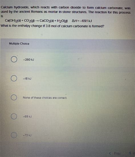 Solved Calcium hydroxide, which reacts with carbon dioxide | Chegg.com