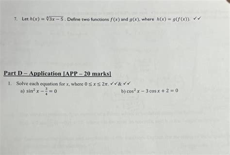 Solved 7 Let H X 43x−5 Define Two Functions F X And