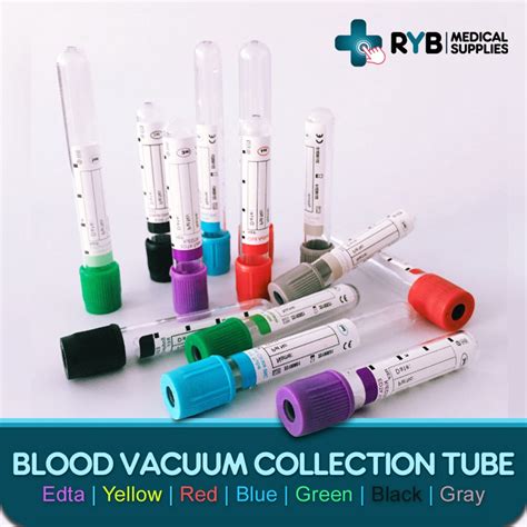 Blood Vacuum Collection Tube Edta Red Yellow Green Blue Top 3ml