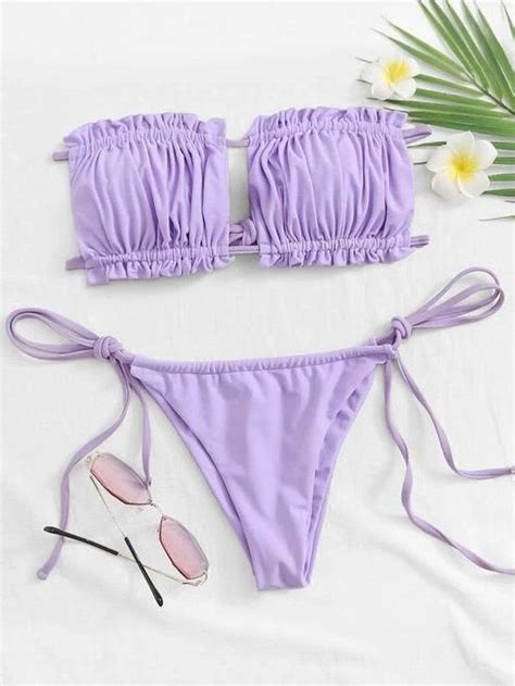 Tops Bandeau Purple Bikini Bottoms Purple Swimsuit Bikini Tops