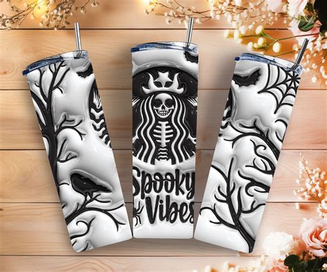 D Spooky Vibes Inflated Tumbler Wrap Png D Puff Crow Oz Tumbler