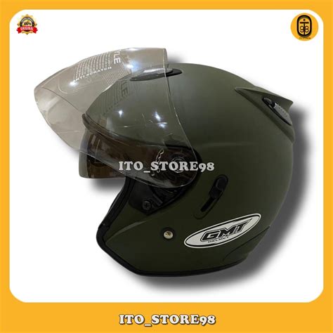 Jual Helm Sepeda Motor Half Face Gmt Centro Double Visor Solid Helem