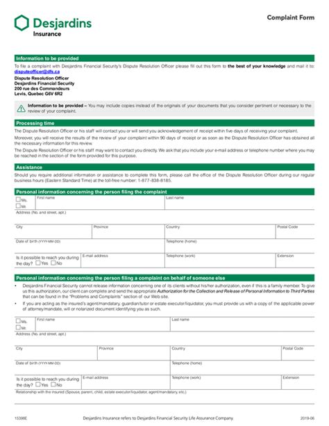 Fill Free Fillable Desjardins Insurace Pdf Forms