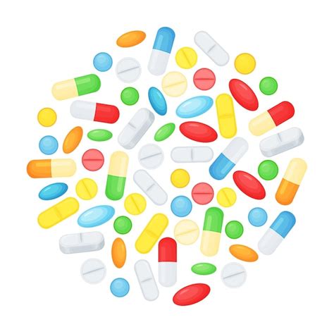 Premium Vector Cartoon Pills In Circle Shape Medical Capsules And