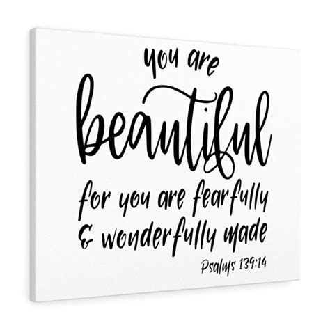 You Are Beautiful Psalm 13914 Bible Verse Canvas Christian Wall Art