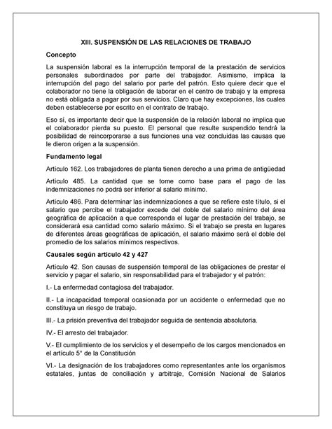 Xiii Suspensi N De Las Relaciones De Trabajo Xiii Suspensi N De Las