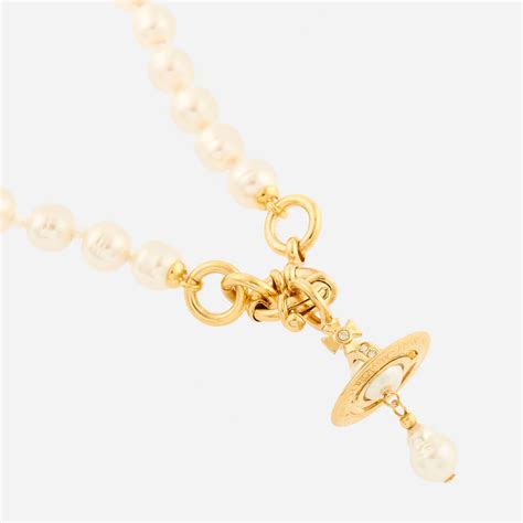 Vivienne Westwood Aleksa Gold Tone Brass And Preciosa Pearl Necklace