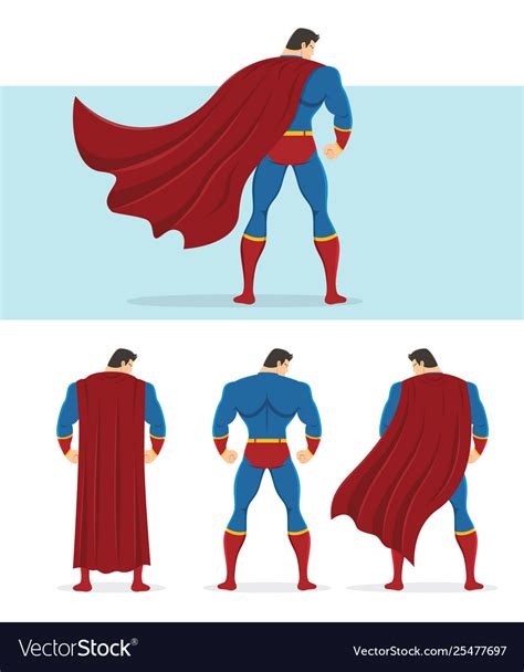 Rear View Superhero With Red Cape Flowing Vector Image