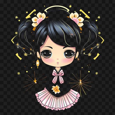 Premium Psd Tshirt Design Of Elegant Chibi Girl With Braided Updo