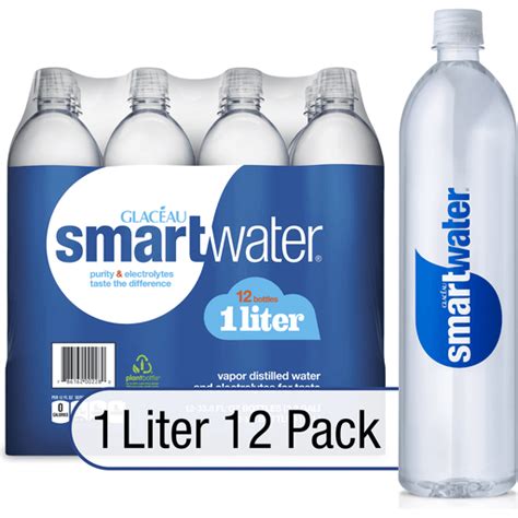 Smartwater Vapor Distilled Premium Water Bottles 1 Liter 12 Pack